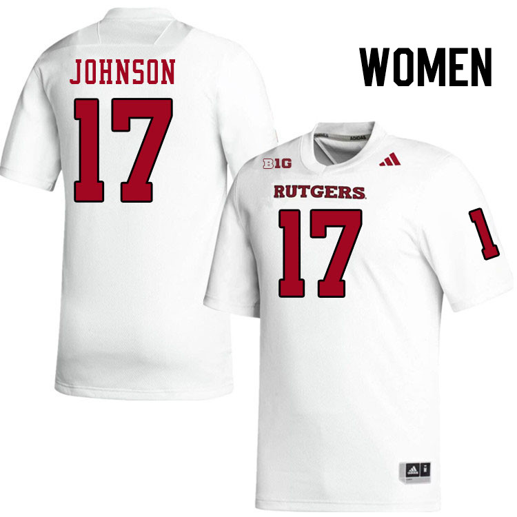 Women #17 MJ Johnson Rutgers Scarlet Knights 2024 College Football Jerseys Stitched-White